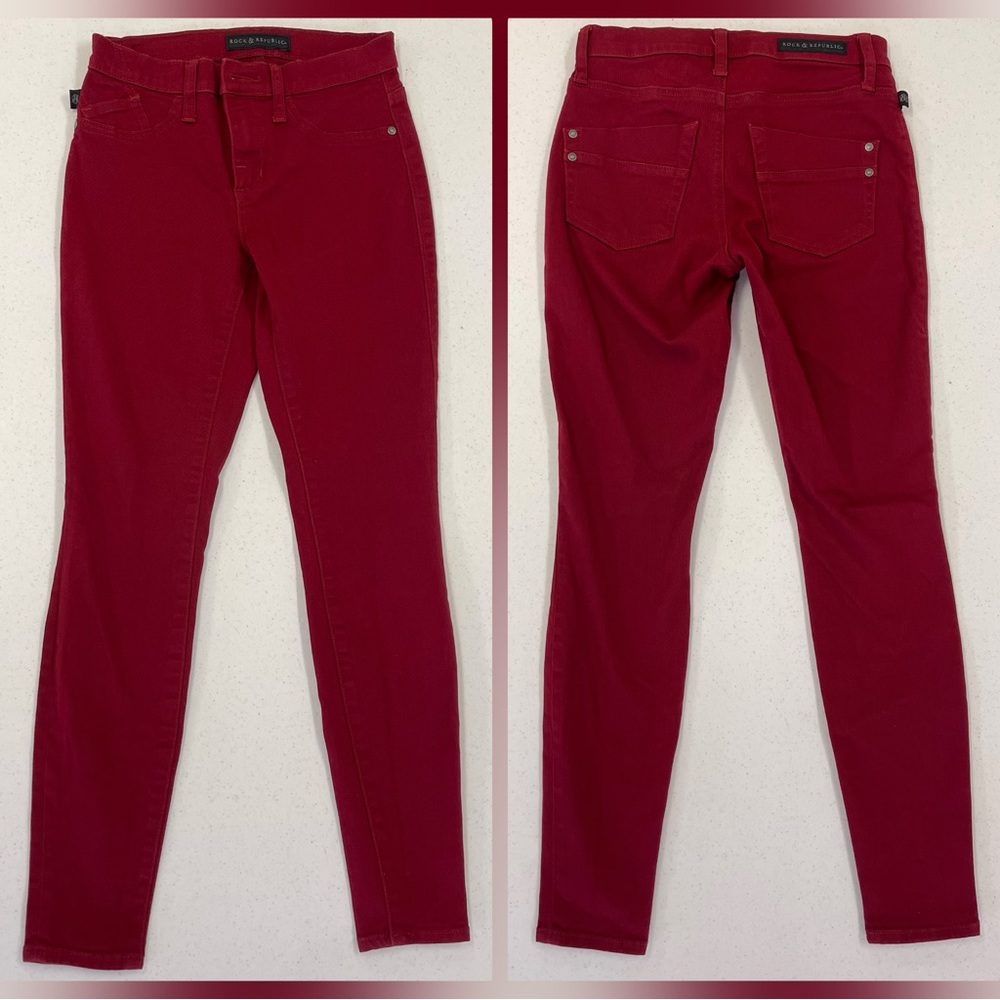 Rock & Republic Kashmiere
Mid-rise Red Wash Denim
Jean Skinny Jegging Size 2M